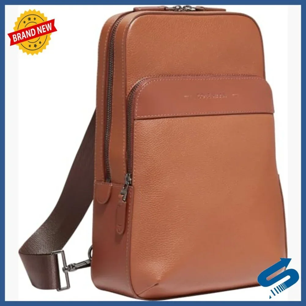 Leather Sling Bag with Tablet Pocket, Adjustable Strap, Daypack